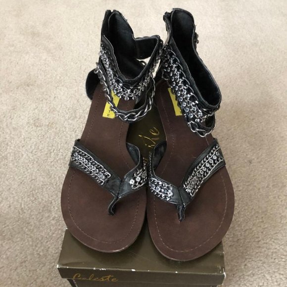 Celeste - Women's Gladiator Sandals-Silver Metallic - Size 10M - New in box - Picture 1 of 6